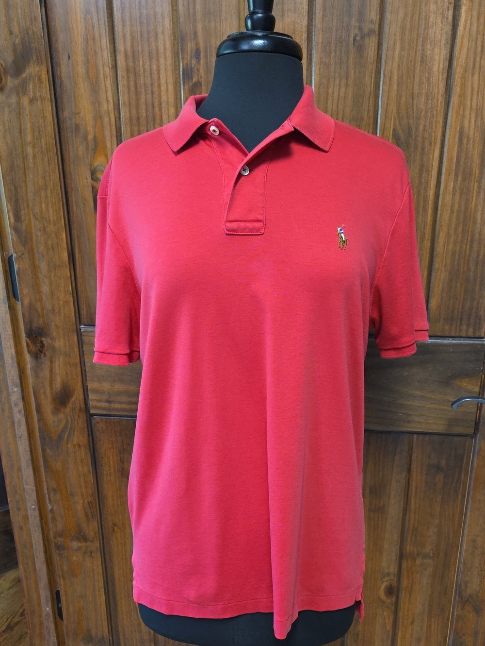 Ralph Lauren Red Short Sleeve Pima Knit Polo - Size M